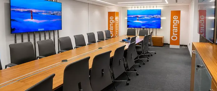 Murano corporate boardroom with dual displays